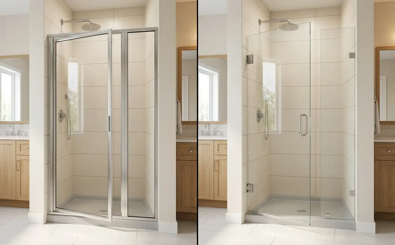 Framed vs Frameless Swinging Shower Doors Framed vs Frameless Swinging Shower Doors
